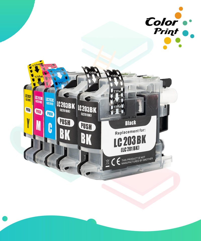 CyberpowerPC Compatible Ink Cartridge Replacement for Brother LC203 XL LC 203XL LC203BK, Cyan, Magenta, Yellow, Black, 5 Pack - Image 2